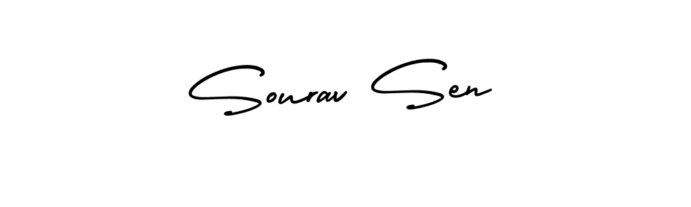 How to make Sourav Sen name signature. Use AmerikaSignatureDemo-Regular style for creating short signs online. This is the latest handwritten sign. Sourav Sen signature style 3 images and pictures png