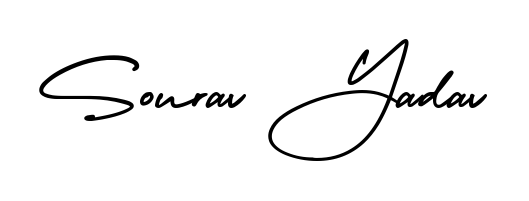 Create a personalized artistic stamp with Sourav Yadav in AmerikaSignatureDemo-Regular font. Perfect for visual artists, designers, and influencers. Sourav Yadav signature style 3 images and pictures png