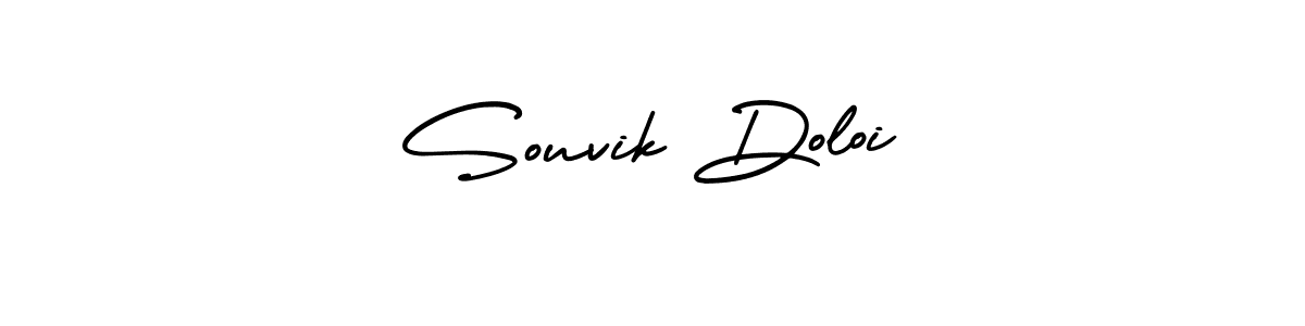 Use a signature maker to create a handwritten signature online. With this signature software, you can design (AmerikaSignatureDemo-Regular) your own signature for name Souvik Doloi. Souvik Doloi signature style 3 images and pictures png