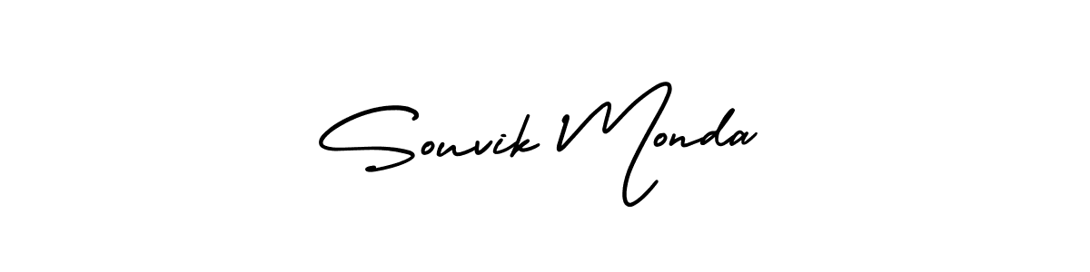 Make a beautiful signature design for name Souvik Monda. With this signature (AmerikaSignatureDemo-Regular) style, you can create a handwritten signature for free. Souvik Monda signature style 3 images and pictures png