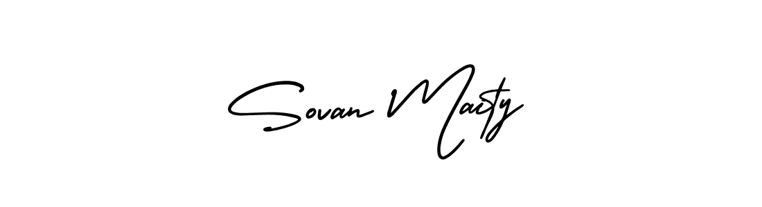 This is the best signature style for the Sovan Maity name. Also you like these signature font (AmerikaSignatureDemo-Regular). Mix name signature. Sovan Maity signature style 3 images and pictures png