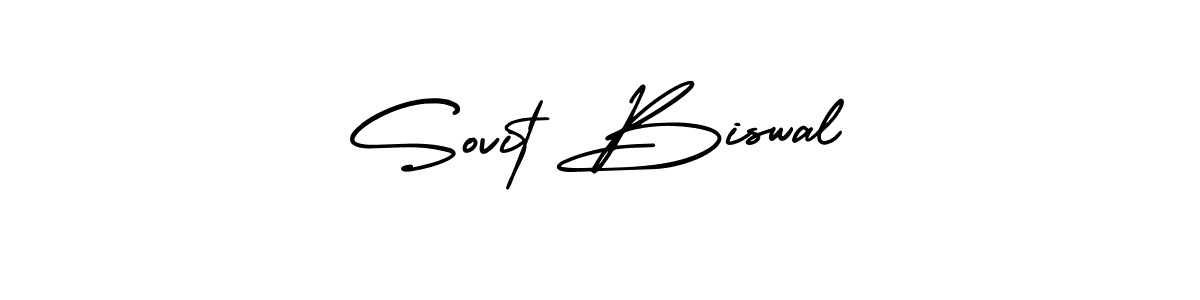 The best way (AmerikaSignatureDemo-Regular) to make a short signature is to pick only two or three words in your name. The name Sovit Biswal include a total of six letters. For converting this name. Sovit Biswal signature style 3 images and pictures png