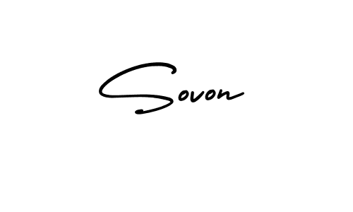The best way (AmerikaSignatureDemo-Regular) to make a short signature is to pick only two or three words in your name. The name Sovon include a total of six letters. For converting this name. Sovon signature style 3 images and pictures png