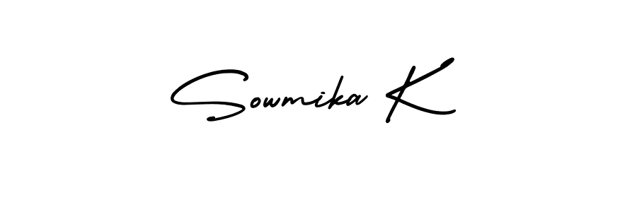 Make a short Sowmika K signature style. Manage your documents anywhere anytime using AmerikaSignatureDemo-Regular. Create and add eSignatures, submit forms, share and send files easily. Sowmika K signature style 3 images and pictures png