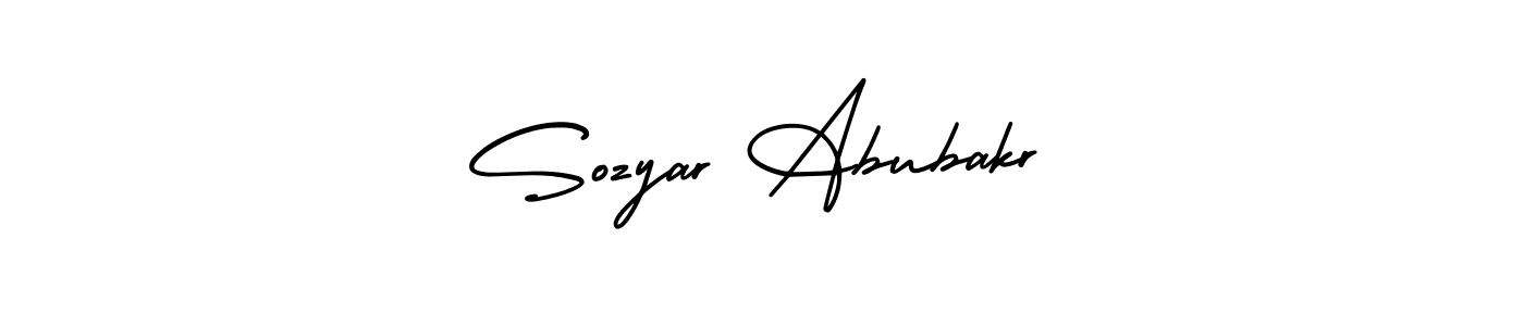 The best way (AmerikaSignatureDemo-Regular) to make a short signature is to pick only two or three words in your name. The name Sozyar Abubakr include a total of six letters. For converting this name. Sozyar Abubakr signature style 3 images and pictures png