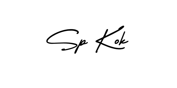 How to make Sp Kok name signature. Use AmerikaSignatureDemo-Regular style for creating short signs online. This is the latest handwritten sign. Sp Kok signature style 3 images and pictures png