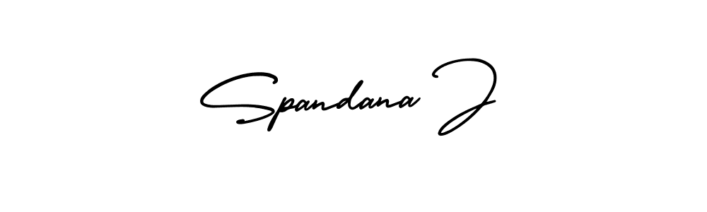 How to make Spandana J name signature. Use AmerikaSignatureDemo-Regular style for creating short signs online. This is the latest handwritten sign. Spandana J signature style 3 images and pictures png