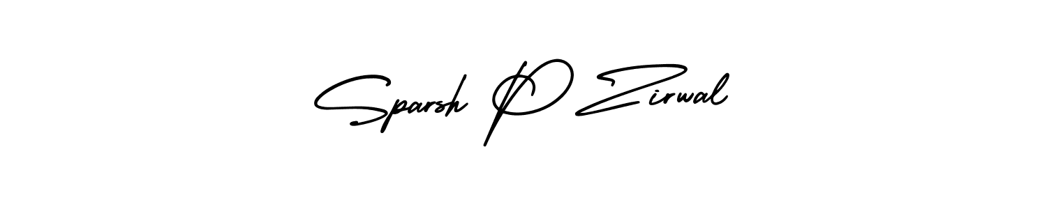 This is the best signature style for the Sparsh P Zirwal name. Also you like these signature font (AmerikaSignatureDemo-Regular). Mix name signature. Sparsh P Zirwal signature style 3 images and pictures png