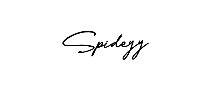 You should practise on your own different ways (AmerikaSignatureDemo-Regular) to write your name (Spideyy) in signature. don't let someone else do it for you. Spideyy signature style 3 images and pictures png
