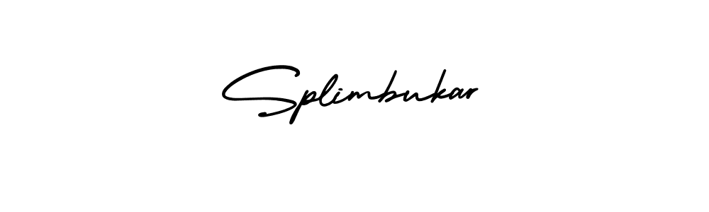 You should practise on your own different ways (AmerikaSignatureDemo-Regular) to write your name (Splimbukar) in signature. don't let someone else do it for you. Splimbukar signature style 3 images and pictures png