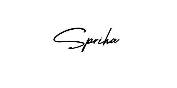 You should practise on your own different ways (AmerikaSignatureDemo-Regular) to write your name (Spriha) in signature. don't let someone else do it for you. Spriha signature style 3 images and pictures png