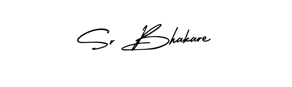 You should practise on your own different ways (AmerikaSignatureDemo-Regular) to write your name (Sr Bhakare) in signature. don't let someone else do it for you. Sr Bhakare signature style 3 images and pictures png