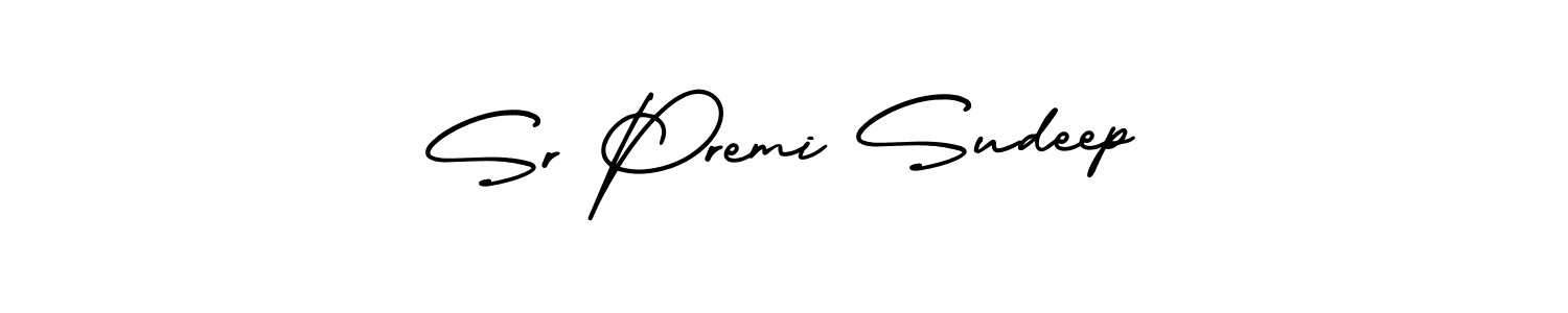 The best way (AmerikaSignatureDemo-Regular) to make a short signature is to pick only two or three words in your name. The name Sr Premi Sudeep include a total of six letters. For converting this name. Sr Premi Sudeep signature style 3 images and pictures png
