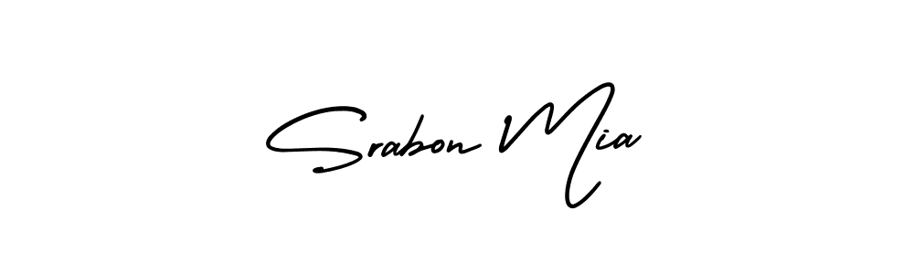 You should practise on your own different ways (AmerikaSignatureDemo-Regular) to write your name (Srabon Mia) in signature. don't let someone else do it for you. Srabon Mia signature style 3 images and pictures png