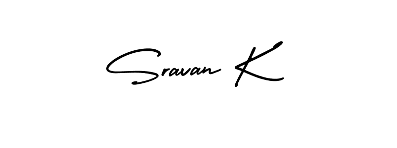 The best way (AmerikaSignatureDemo-Regular) to make a short signature is to pick only two or three words in your name. The name Sravan K include a total of six letters. For converting this name. Sravan K signature style 3 images and pictures png