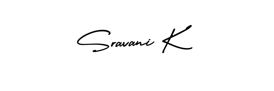 Use a signature maker to create a handwritten signature online. With this signature software, you can design (AmerikaSignatureDemo-Regular) your own signature for name Sravani K. Sravani K signature style 3 images and pictures png