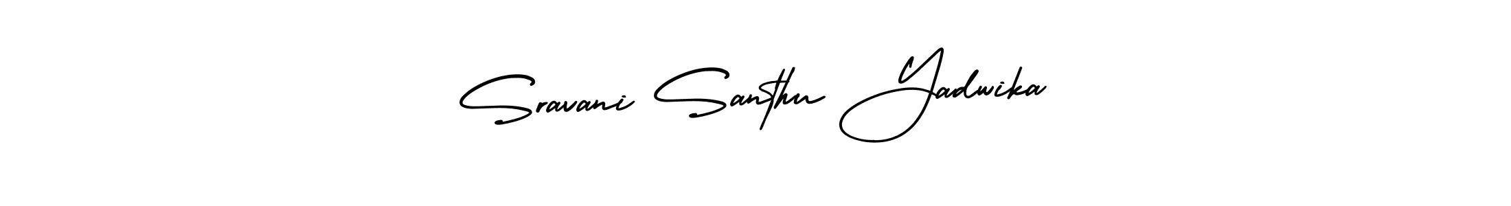 This is the best signature style for the Sravani Santhu Yadwika name. Also you like these signature font (AmerikaSignatureDemo-Regular). Mix name signature. Sravani Santhu Yadwika signature style 3 images and pictures png