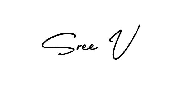 Use a signature maker to create a handwritten signature online. With this signature software, you can design (AmerikaSignatureDemo-Regular) your own signature for name Sree V. Sree V signature style 3 images and pictures png