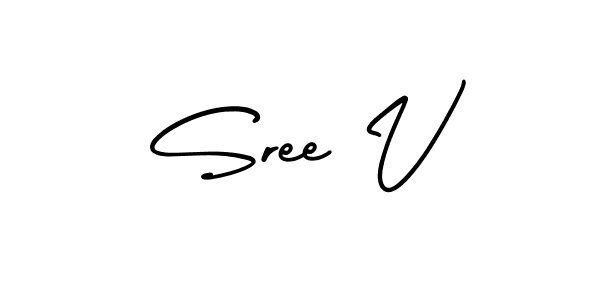 How to make Sree V name signature. Use AmerikaSignatureDemo-Regular style for creating short signs online. This is the latest handwritten sign. Sree V signature style 3 images and pictures png