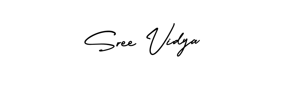 You should practise on your own different ways (AmerikaSignatureDemo-Regular) to write your name (Sree Vidya) in signature. don't let someone else do it for you. Sree Vidya signature style 3 images and pictures png