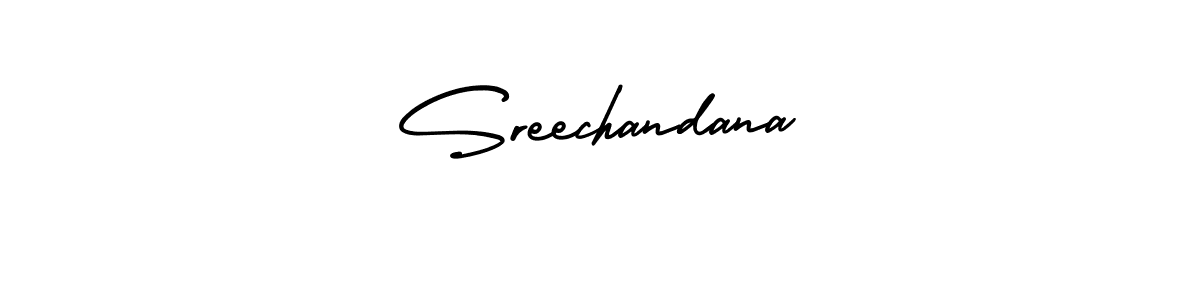 How to make Sreechandana name signature. Use AmerikaSignatureDemo-Regular style for creating short signs online. This is the latest handwritten sign. Sreechandana signature style 3 images and pictures png