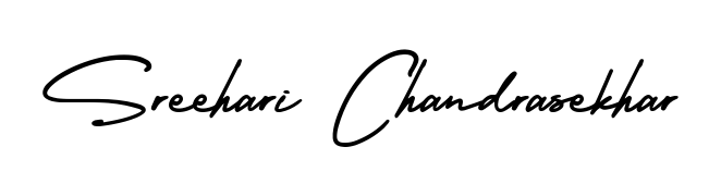 The AmerikaSignatureDemo-Regular lettering style adds unique flourish to name Sreehari Chandrasekhar. Stand out with a custom digital autograph made in seconds. Sreehari Chandrasekhar signature style 3 images and pictures png