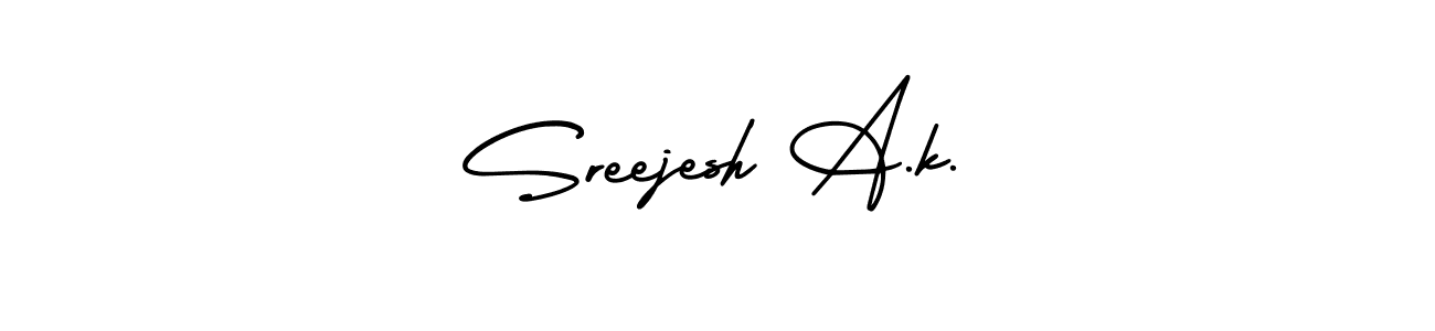 if you are searching for the best signature style for your name Sreejesh A.k.. so please give up your signature search. here we have designed multiple signature styles  using AmerikaSignatureDemo-Regular. Sreejesh A.k. signature style 3 images and pictures png
