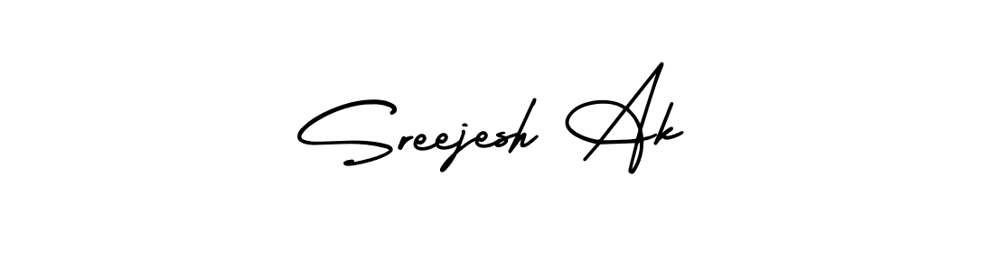 How to make Sreejesh Ak name signature. Use AmerikaSignatureDemo-Regular style for creating short signs online. This is the latest handwritten sign. Sreejesh Ak signature style 3 images and pictures png