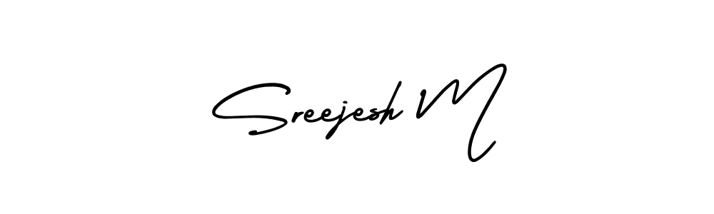 Sreejesh M stylish signature style. Best Handwritten Sign (AmerikaSignatureDemo-Regular) for my name. Handwritten Signature Collection Ideas for my name Sreejesh M. Sreejesh M signature style 3 images and pictures png
