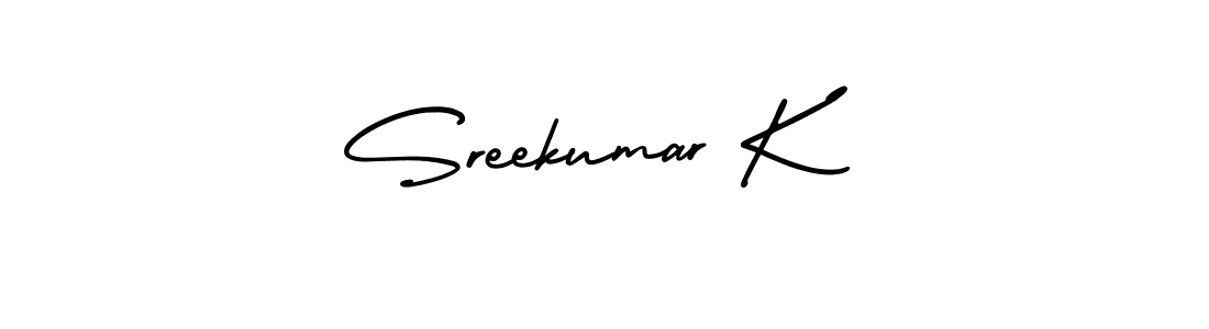 This is the best signature style for the Sreekumar K name. Also you like these signature font (AmerikaSignatureDemo-Regular). Mix name signature. Sreekumar K signature style 3 images and pictures png