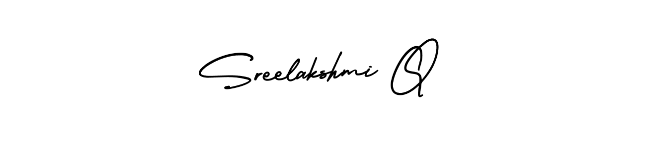 This is the best signature style for the Sreelakshmi Q name. Also you like these signature font (AmerikaSignatureDemo-Regular). Mix name signature. Sreelakshmi Q signature style 3 images and pictures png