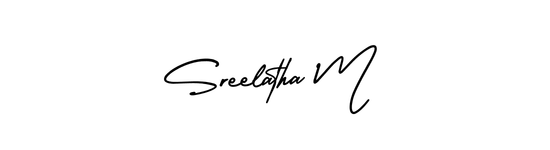 Similarly AmerikaSignatureDemo-Regular is the best handwritten signature design. Signature creator online .You can use it as an online autograph creator for name Sreelatha M. Sreelatha M signature style 3 images and pictures png