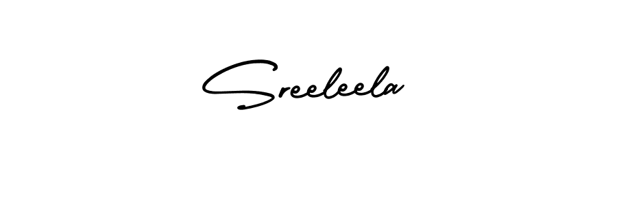 Sreeleela stylish signature style. Best Handwritten Sign (AmerikaSignatureDemo-Regular) for my name. Handwritten Signature Collection Ideas for my name Sreeleela. Sreeleela signature style 3 images and pictures png