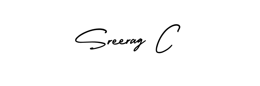 The best way (AmerikaSignatureDemo-Regular) to make a short signature is to pick only two or three words in your name. The name Sreerag C include a total of six letters. For converting this name. Sreerag C signature style 3 images and pictures png