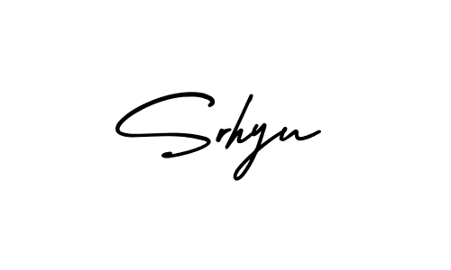 You should practise on your own different ways (AmerikaSignatureDemo-Regular) to write your name (Srhyu) in signature. don't let someone else do it for you. Srhyu signature style 3 images and pictures png