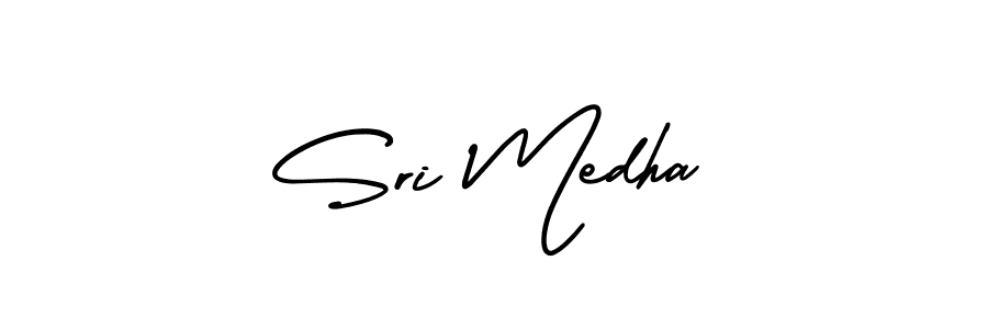 You should practise on your own different ways (AmerikaSignatureDemo-Regular) to write your name (Sri Medha) in signature. don't let someone else do it for you. Sri Medha signature style 3 images and pictures png