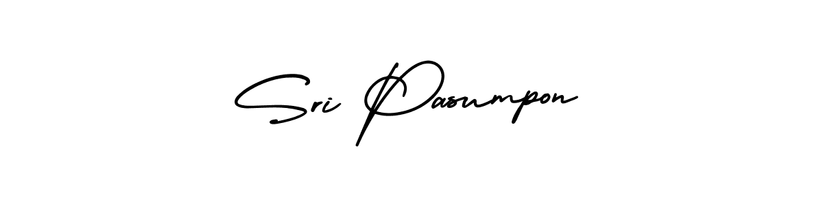 The best way (AmerikaSignatureDemo-Regular) to make a short signature is to pick only two or three words in your name. The name Sri Pasumpon include a total of six letters. For converting this name. Sri Pasumpon signature style 3 images and pictures png