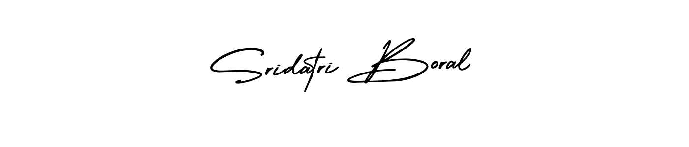 You should practise on your own different ways (AmerikaSignatureDemo-Regular) to write your name (Sridatri Boral) in signature. don't let someone else do it for you. Sridatri Boral signature style 3 images and pictures png