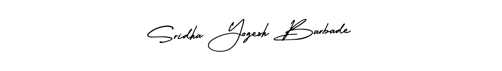 You should practise on your own different ways (AmerikaSignatureDemo-Regular) to write your name (Sridha Yogesh Barbade) in signature. don't let someone else do it for you. Sridha Yogesh Barbade signature style 3 images and pictures png
