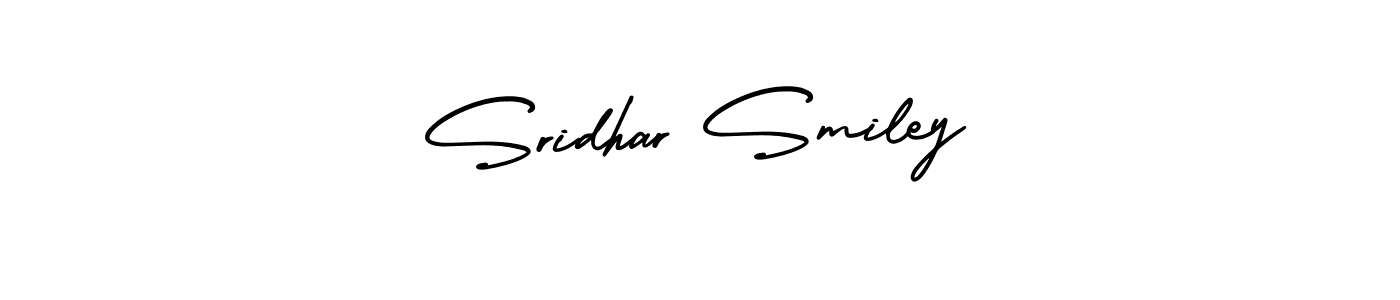You should practise on your own different ways (AmerikaSignatureDemo-Regular) to write your name (Sridhar Smiley) in signature. don't let someone else do it for you. Sridhar Smiley signature style 3 images and pictures png