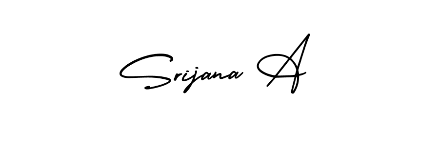 You should practise on your own different ways (AmerikaSignatureDemo-Regular) to write your name (Srijana A) in signature. don't let someone else do it for you. Srijana A signature style 3 images and pictures png