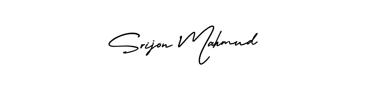 The best way (AmerikaSignatureDemo-Regular) to make a short signature is to pick only two or three words in your name. The name Srijon Mahmud include a total of six letters. For converting this name. Srijon Mahmud signature style 3 images and pictures png