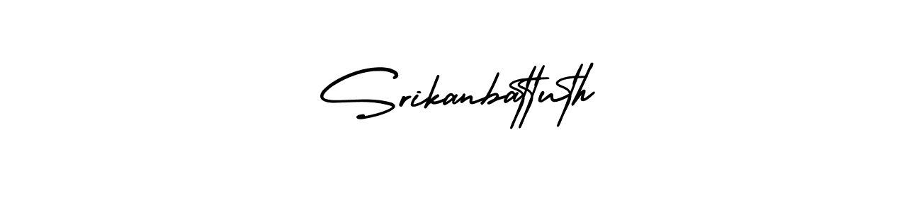 The best way (AmerikaSignatureDemo-Regular) to make a short signature is to pick only two or three words in your name. The name Srikanbattuth include a total of six letters. For converting this name. Srikanbattuth signature style 3 images and pictures png