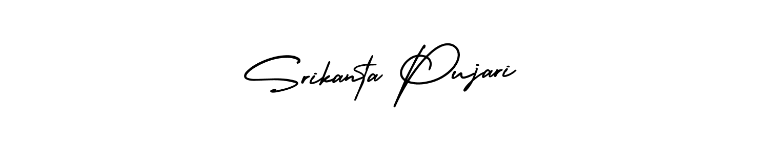 Use a signature maker to create a handwritten signature online. With this signature software, you can design (AmerikaSignatureDemo-Regular) your own signature for name Srikanta Pujari. Srikanta Pujari signature style 3 images and pictures png