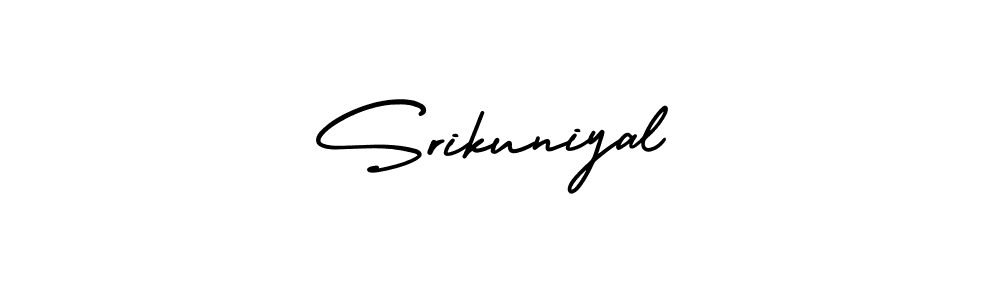 This is the best signature style for the Srikuniyal name. Also you like these signature font (AmerikaSignatureDemo-Regular). Mix name signature. Srikuniyal signature style 3 images and pictures png