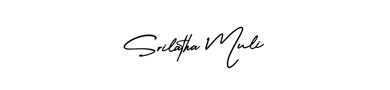 How to Draw Srilatha Muli signature style? AmerikaSignatureDemo-Regular is a latest design signature styles for name Srilatha Muli. Srilatha Muli signature style 3 images and pictures png
