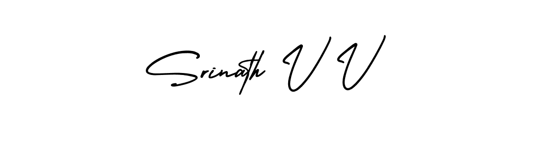 It looks lik you need a new signature style for name Srinath V V. Design unique handwritten (AmerikaSignatureDemo-Regular) signature with our free signature maker in just a few clicks. Srinath V V signature style 3 images and pictures png