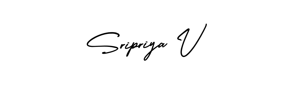 You should practise on your own different ways (AmerikaSignatureDemo-Regular) to write your name (Sripriya V) in signature. don't let someone else do it for you. Sripriya V signature style 3 images and pictures png