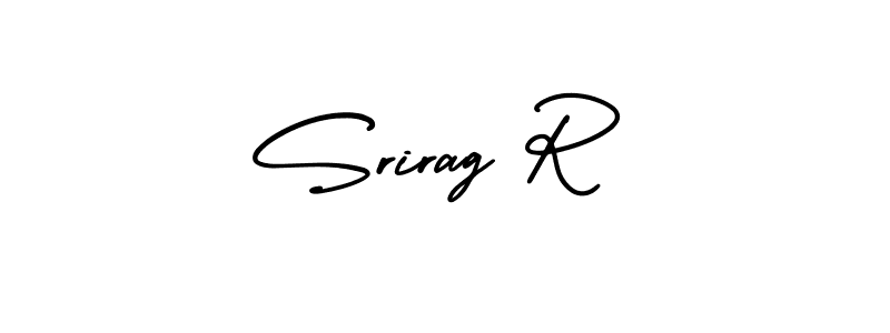 You should practise on your own different ways (AmerikaSignatureDemo-Regular) to write your name (Srirag R) in signature. don't let someone else do it for you. Srirag R signature style 3 images and pictures png