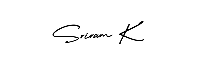 You should practise on your own different ways (AmerikaSignatureDemo-Regular) to write your name (Sriram K) in signature. don't let someone else do it for you. Sriram K signature style 3 images and pictures png